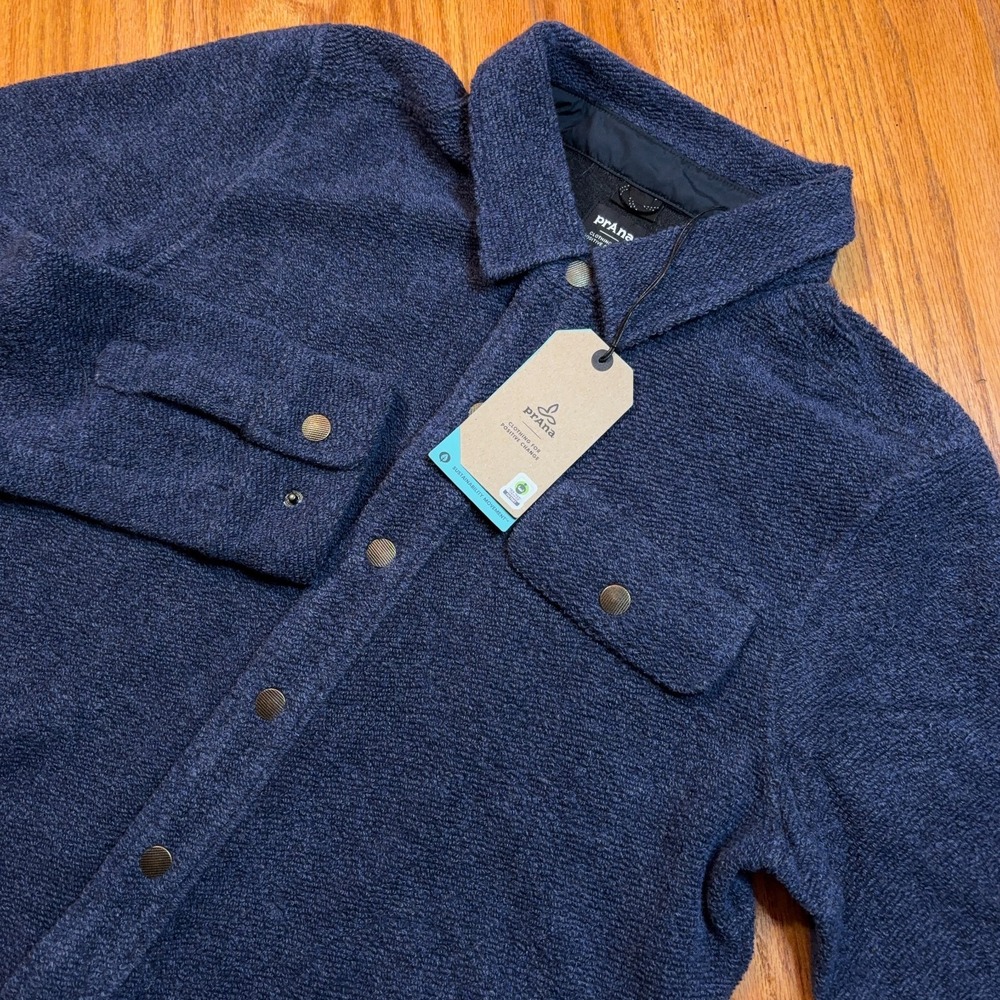 Prana Incrediwool Overshirt Mens Medium Blue Stormy Night Heather‎ Shacket NWT